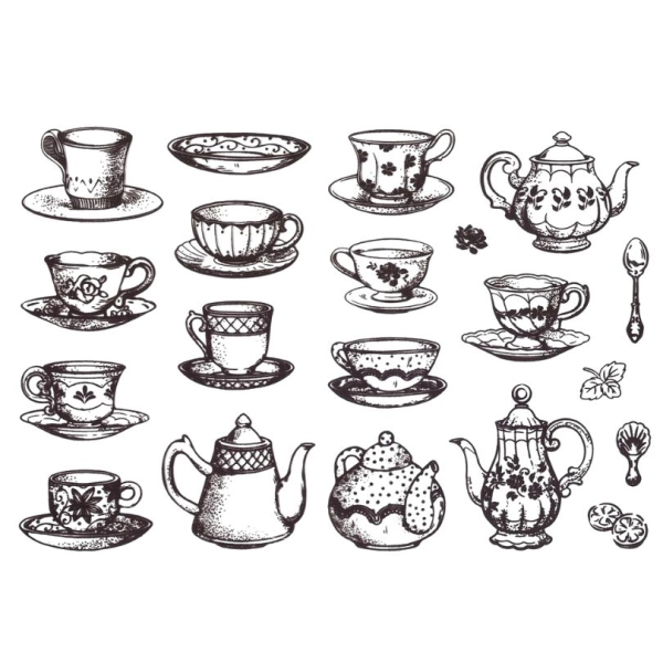 Silikonstempel Kaffee und Teeservice